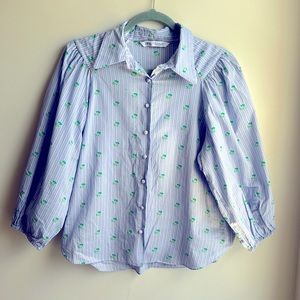 ZARA Periwinkle Striped Blouse